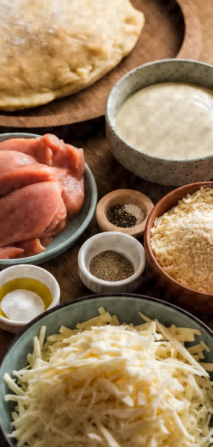 Ingredients photo for Chicken Alfredo Air Fryer Calzones Recipe