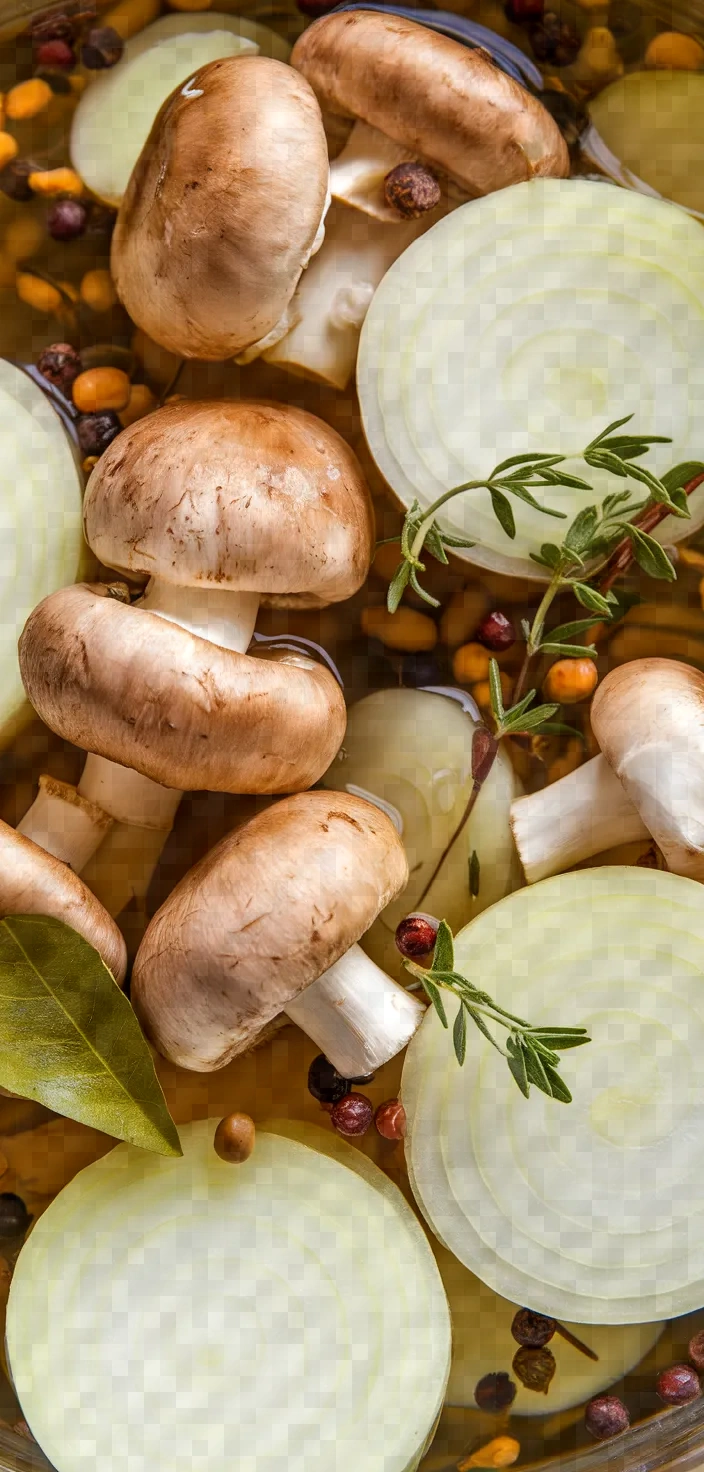 Ingredients photo for Pickled Mushrooms And Onions Recipe