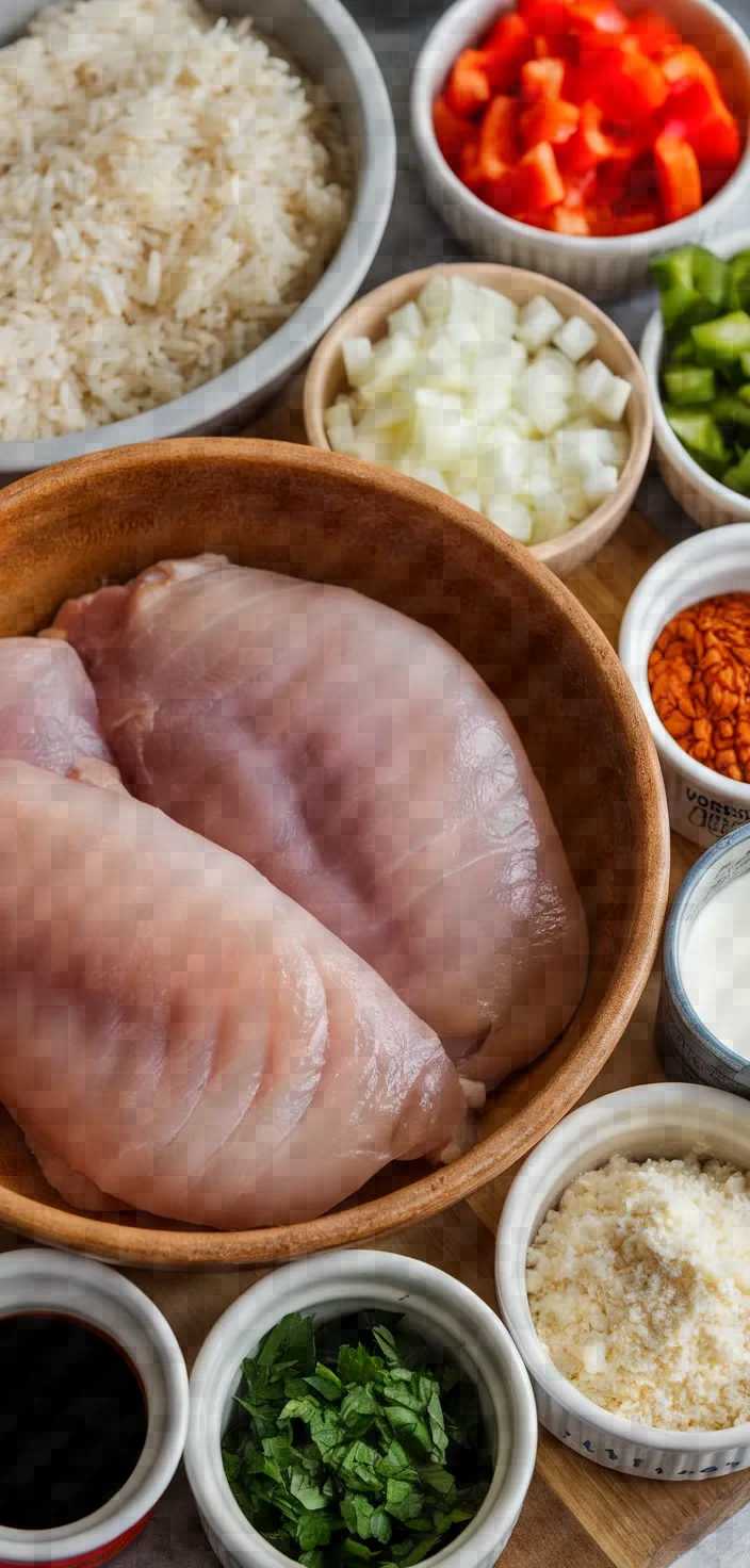 Ingredients photo for Smothered Chicken And Rice Recipe