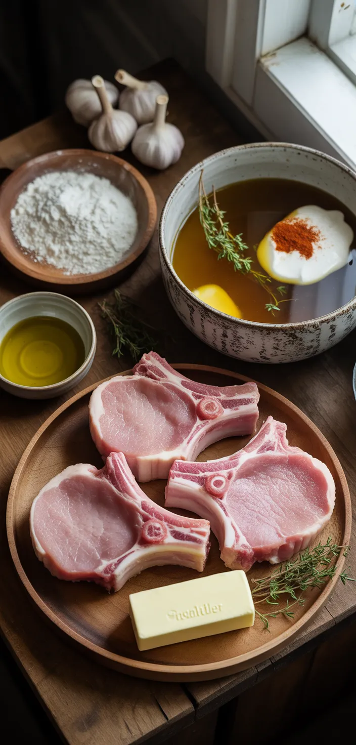 Ingredients photo for Creamy Garlic Pork Chops Recipe
