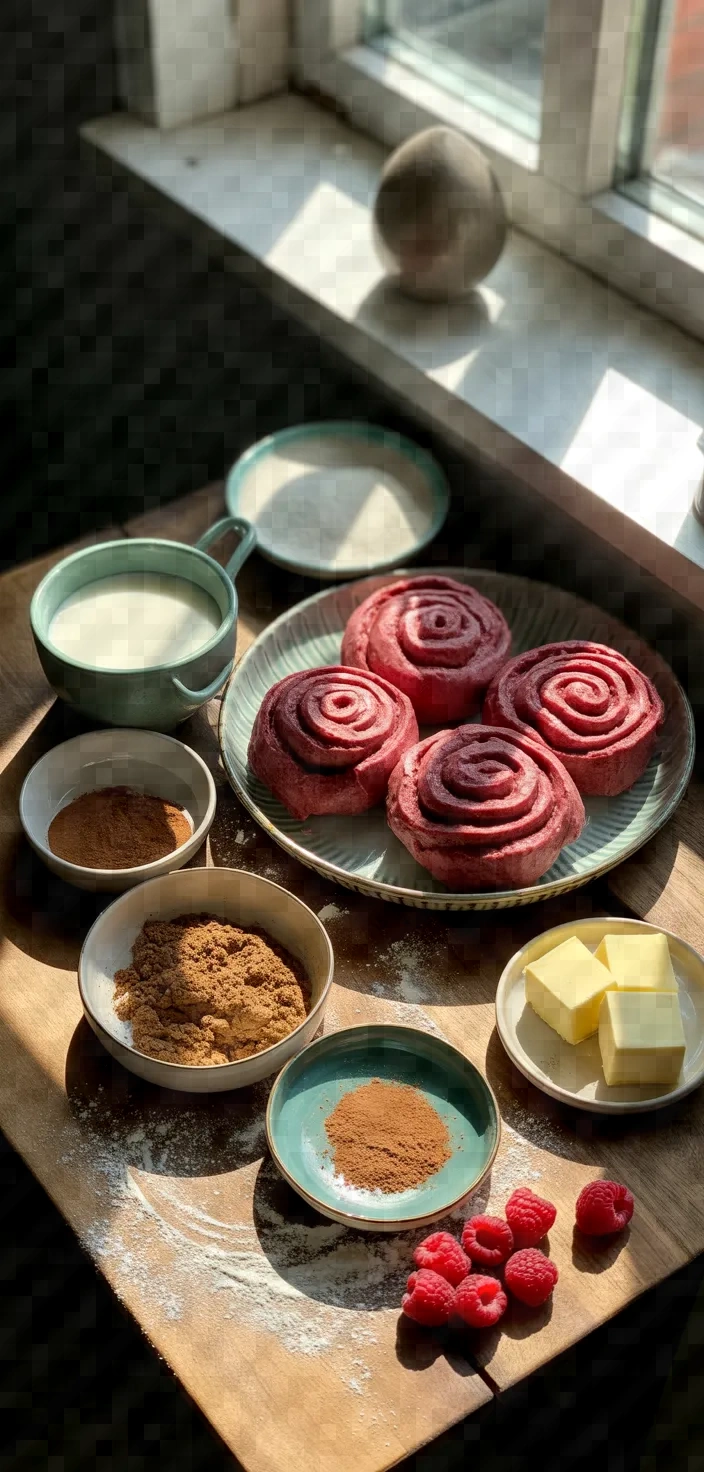 Ingredients photo for Red Velvet Cinnamon Rolls Recipe