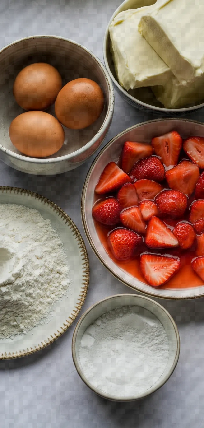 Ingredients photo for Strawberry Shortcake Cheesecake Rolls Recipe