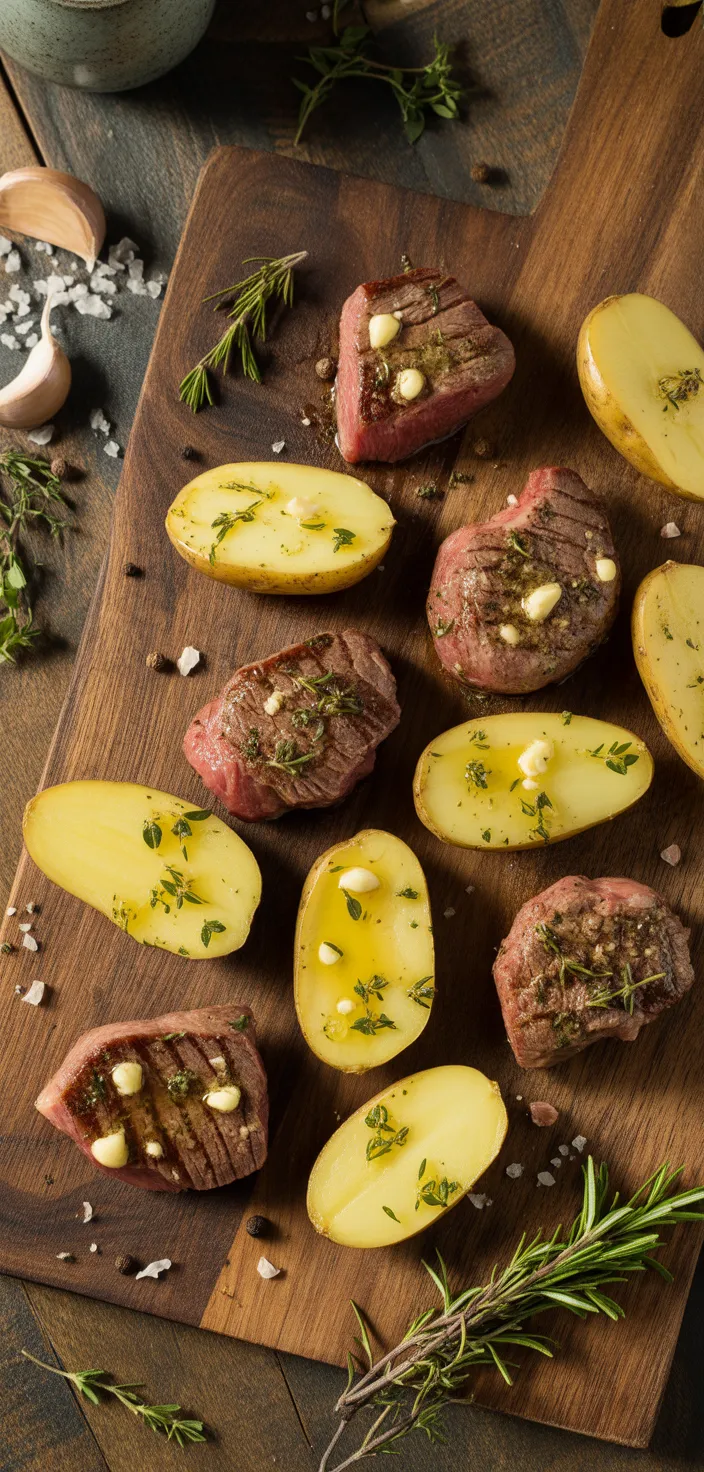 Ingredients photo for Butter Steak Bites With Garlic Herb Potatoes Recipe