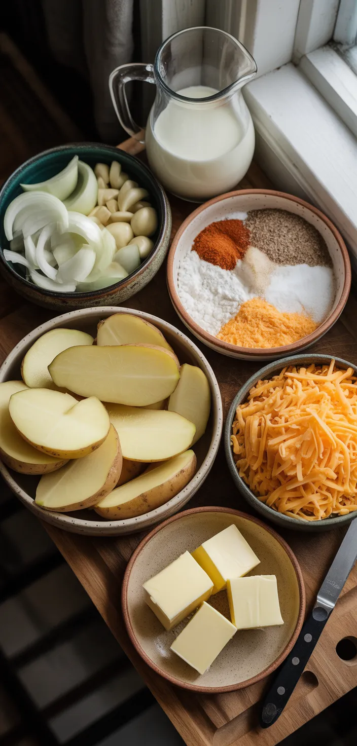 Ingredients photo for Cheesy Scalloped Potatoes Recipe