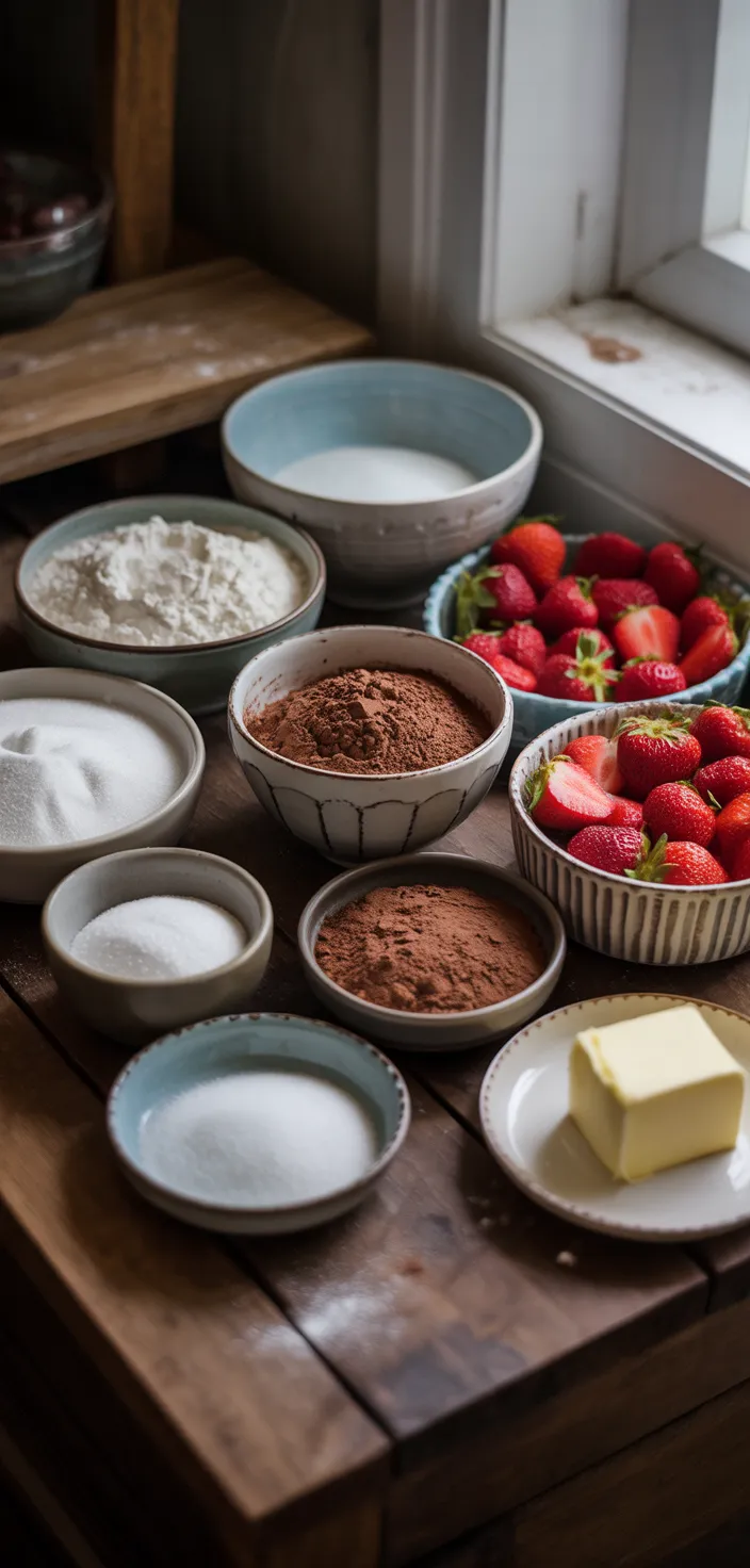 Ingredients photo for Chocolate Covered Strawberry Cupcakes Recipe