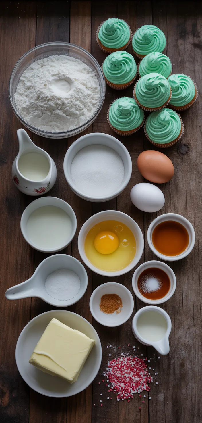 Ingredients photo for Christmas Tree Cupcake Recipe