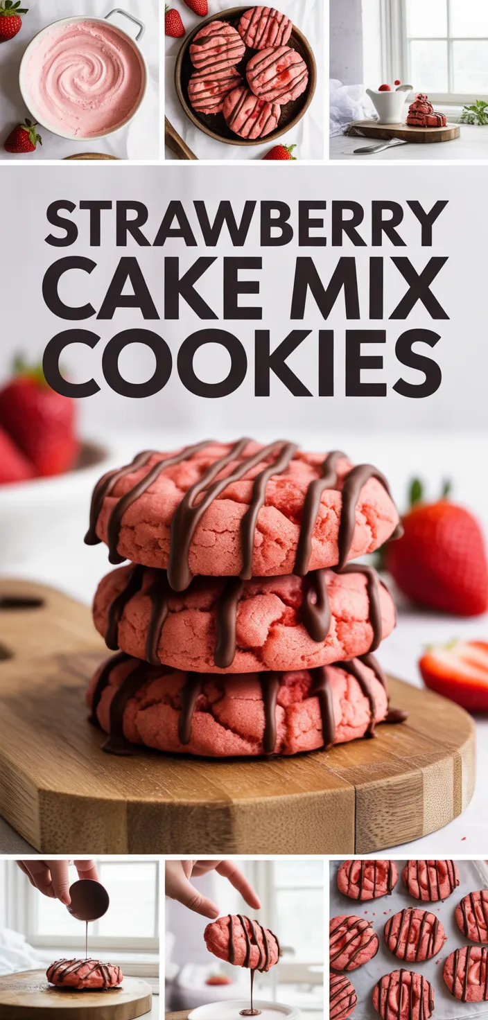 A photo of Strawberry Cake Mix Cookies Recipe