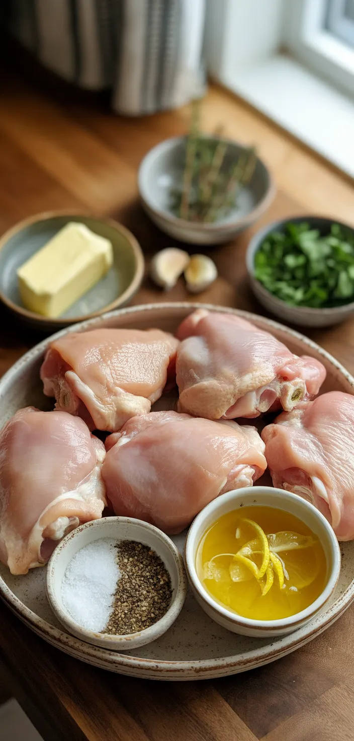 Ingredients photo for Crock Pot Lemon Garlic Butter Chicken Thighs Recipe