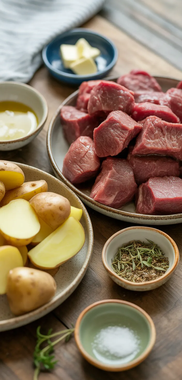 Ingredients photo for Garlic Butter Steak And Potato Foil Packets Recipe
