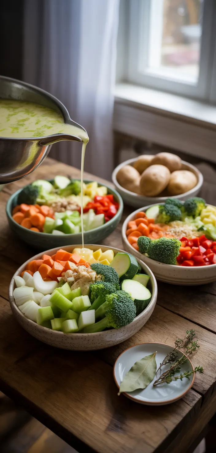 Ingredients photo for One Pot Creamy Vegetable Soup Recipe