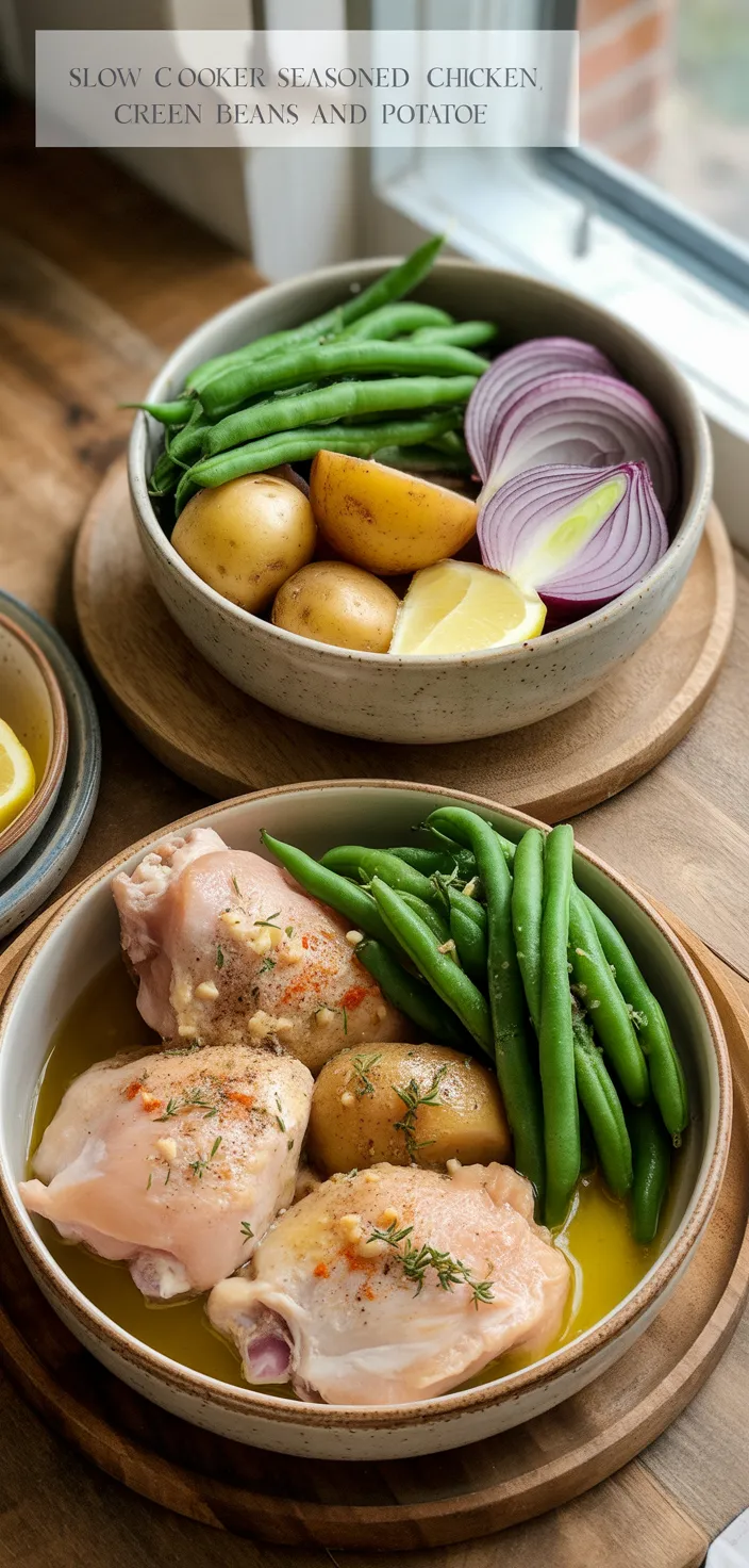 Ingredients photo for Slow Cooker Seasoned Chicken, Green Beans And Potatoes Recipe