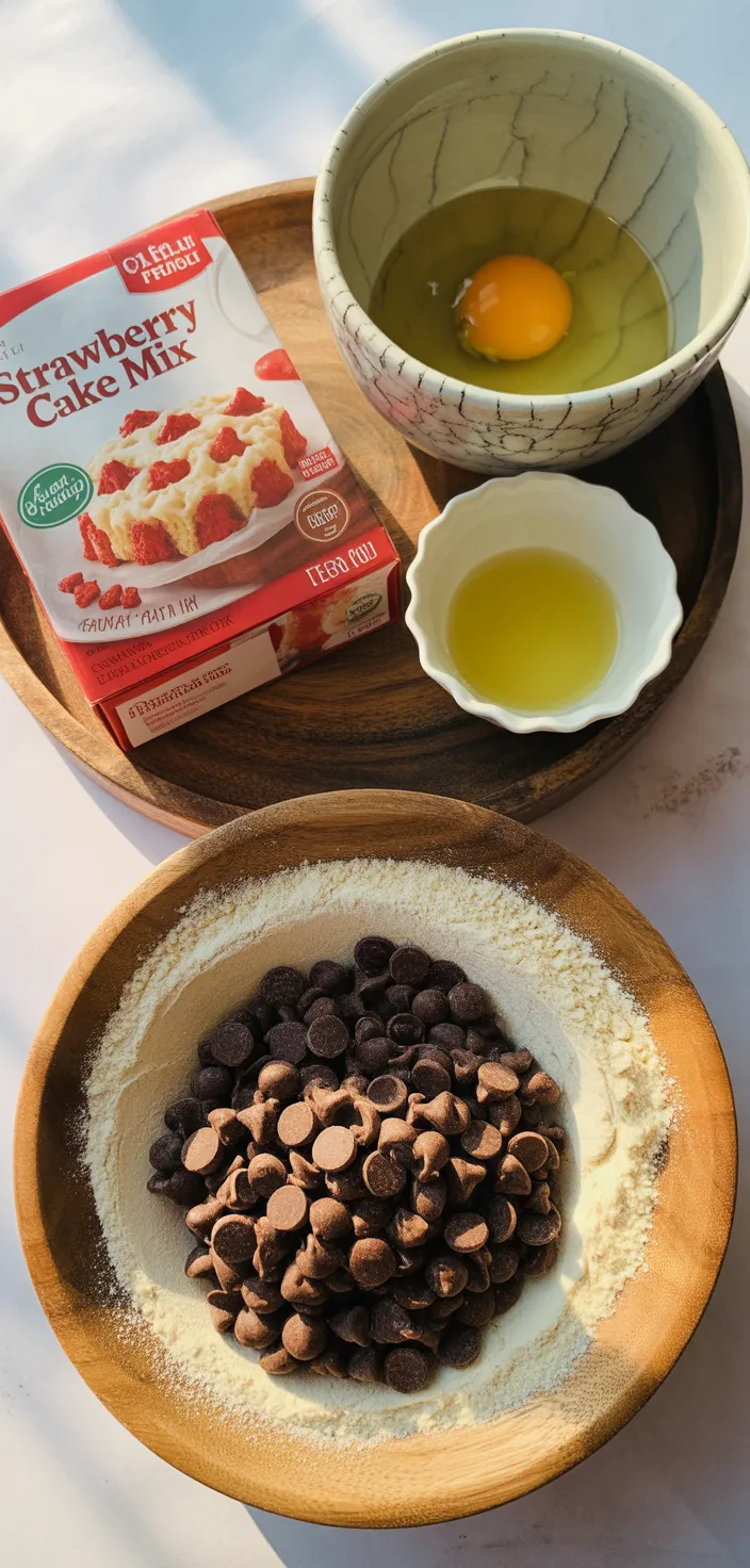 Ingredients photo for Strawberry Cake Mix Cookies Recipe