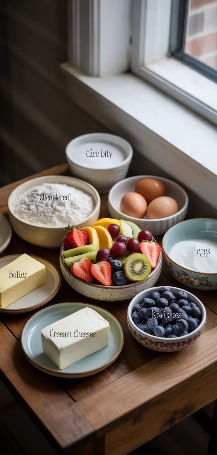 Ingredients photo for Sugar Cookie Fruit Pizzas (Chewy Version) Recipe