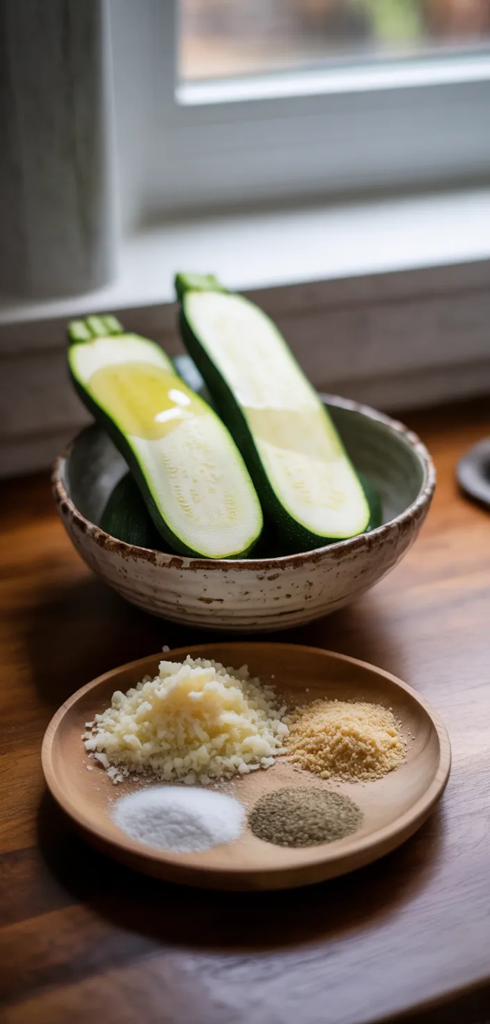 Ingredients photo for Baked Parmesan Zucchini Chips Recipe