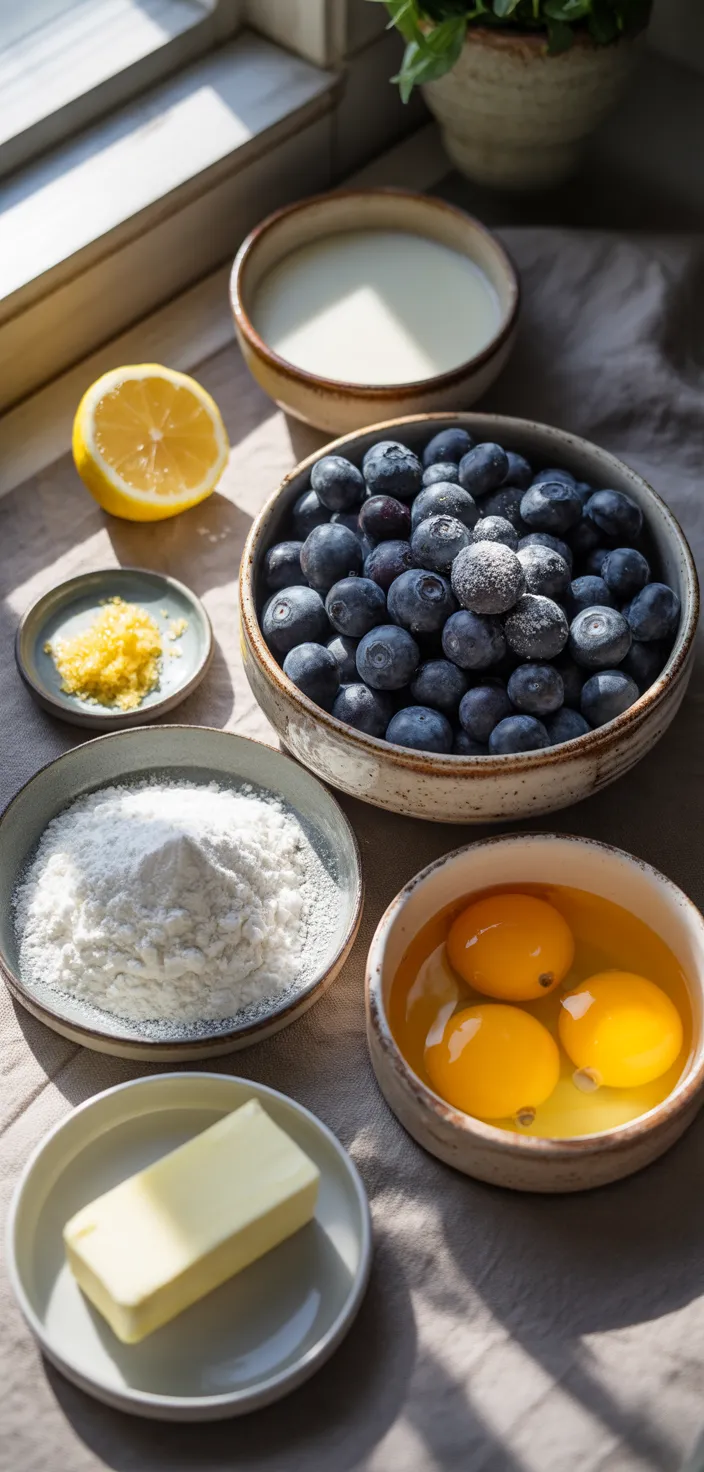 Ingredients photo for Blueberry Lemon Clafoutis Recipe