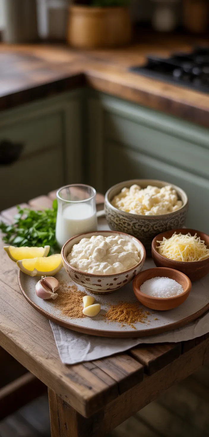 Ingredients photo for Creamy Cottage Cheese Alfredo Sauce Recipe