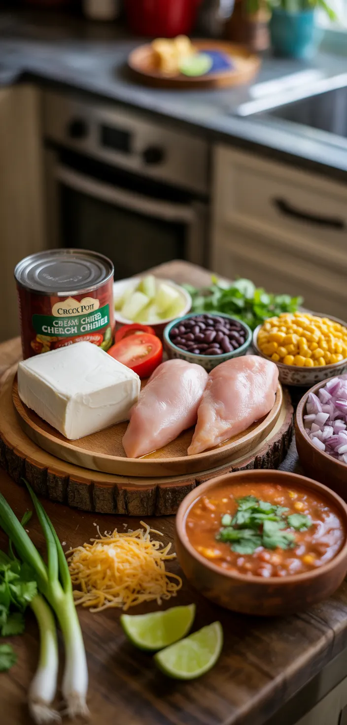 Ingredients photo for Crock Pot Cream Cheese Chicken Chili Recipe