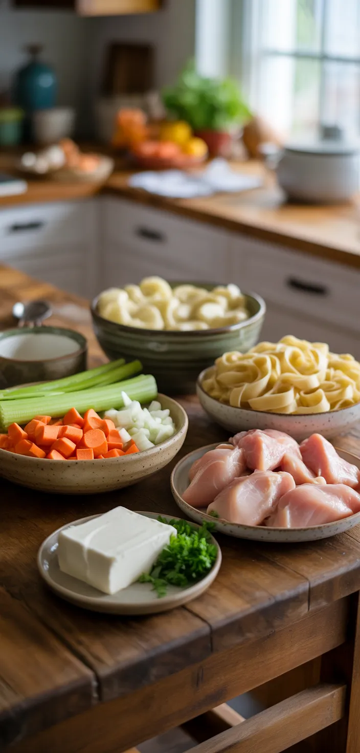 Ingredients photo for Crockpot Creamy Chicken Noodle Soup Recipe