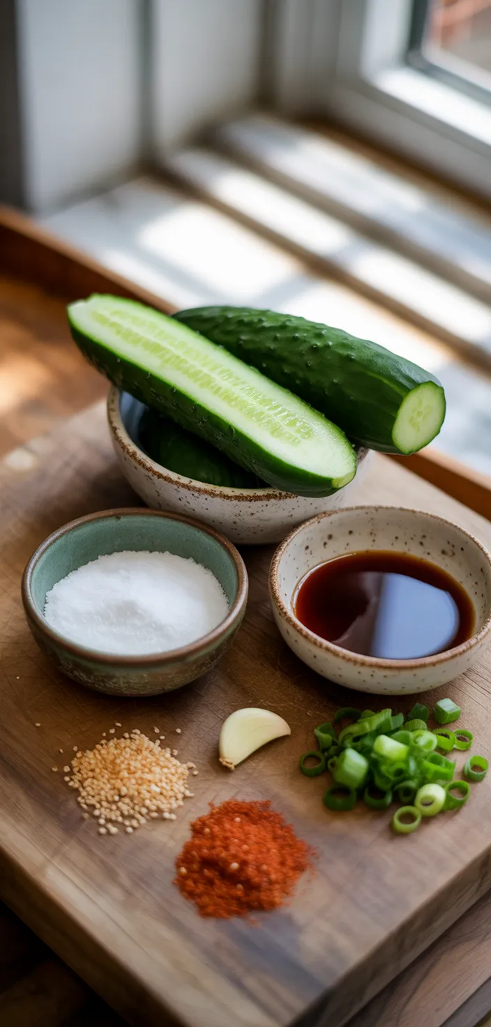 Ingredients photo for Easy Korean Cucumber Salad Recipe