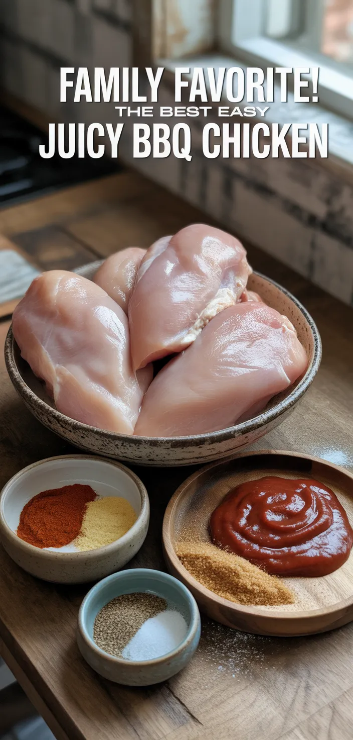 Ingredients photo for FAMILY FAVORITE! THE BEST EASY JUICY BBQ CHICKEN Recipe