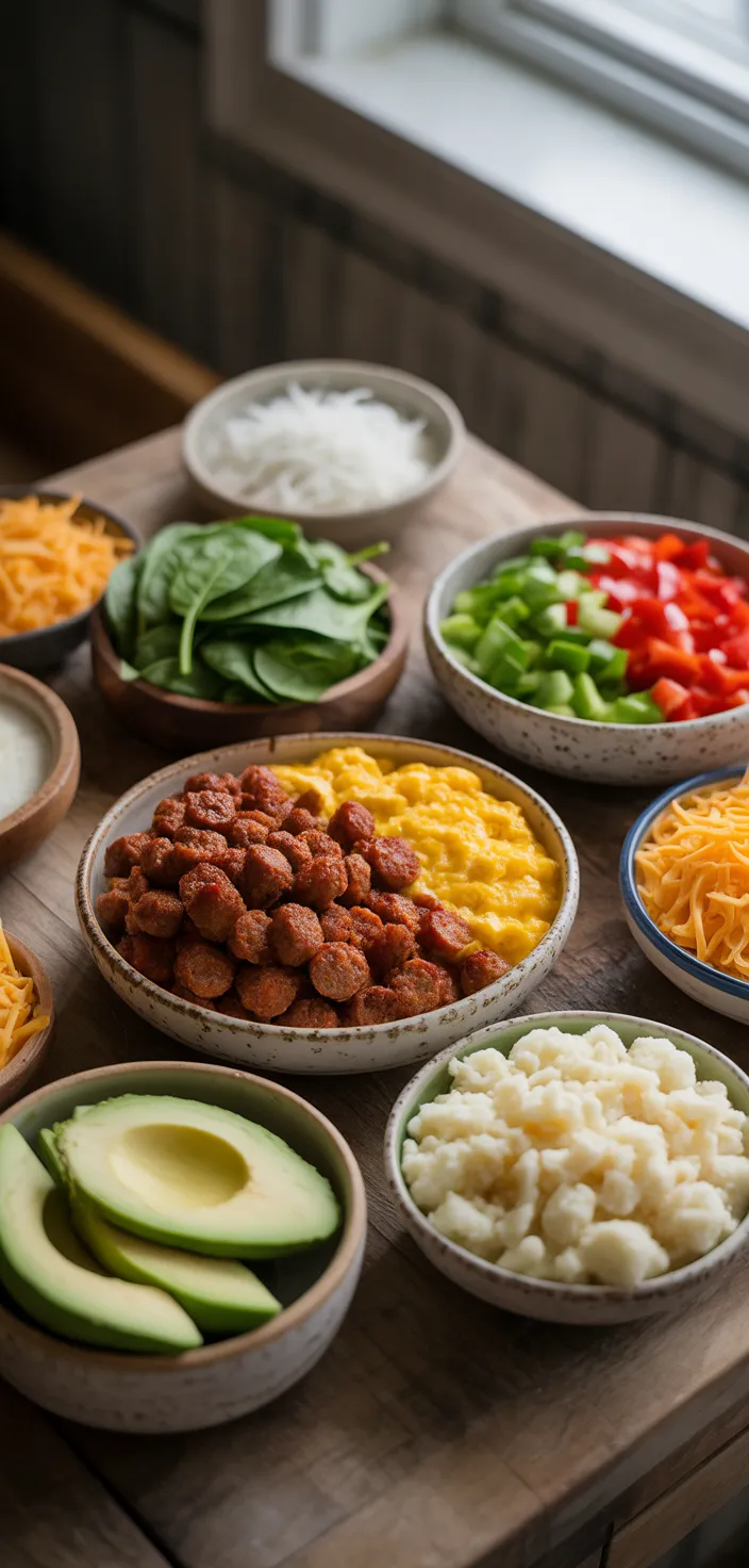 Ingredients photo for Sausage & Egg Keto Breakfast Bowls Recipe