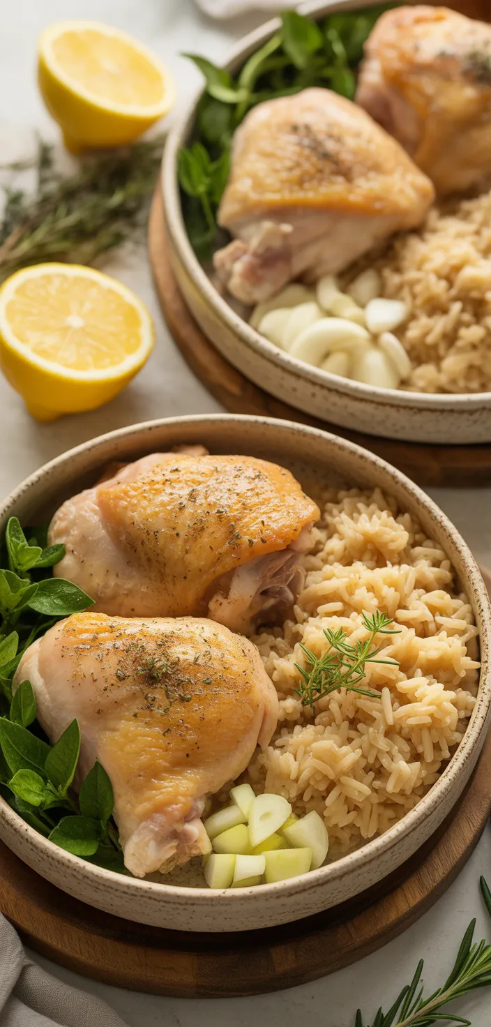 Ingredients photo for Slow Cooker Lemon Herb Chicken And Rice Recipe