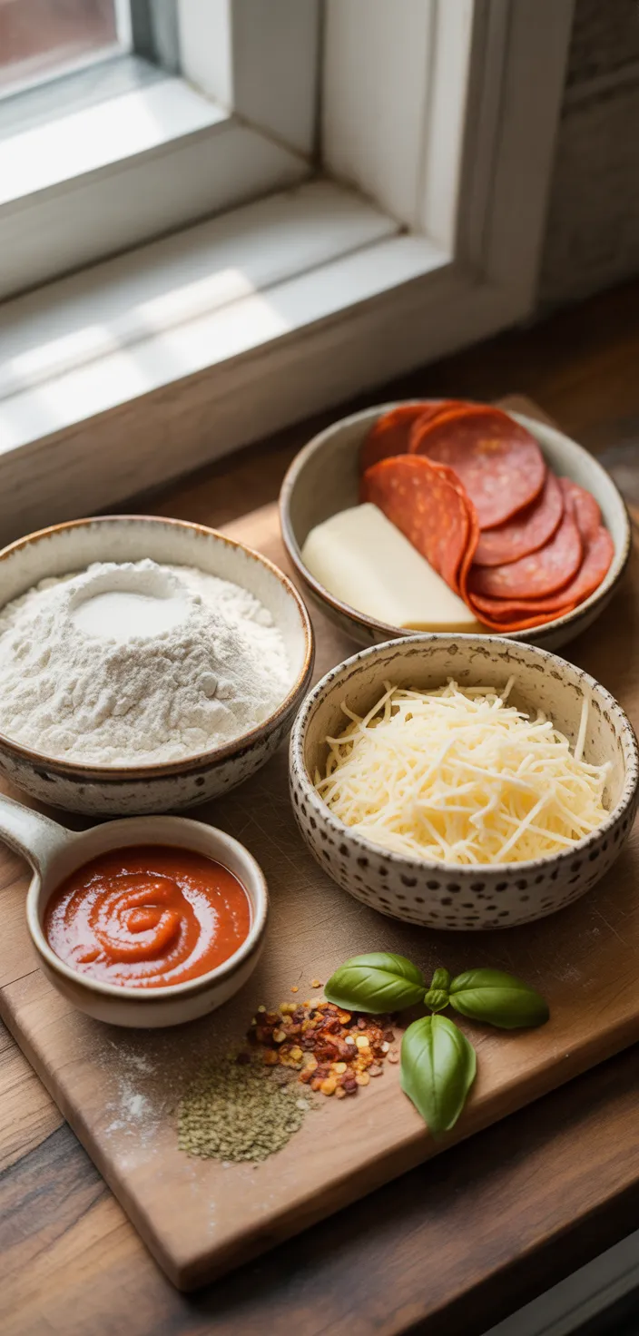 Ingredients photo for CRISPY Cast Iron Skillet Pizza Recipe