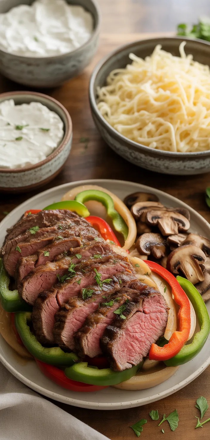 Ingredients photo for Cheesy Low Carb Philly Cheesesteak Casserole Recipe