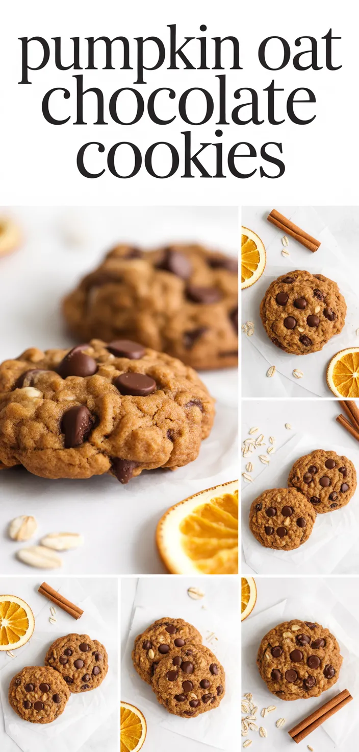 A photo of Brown Butter Pumpkin Oatmeal Chocolate Chip Cookies. Recipe