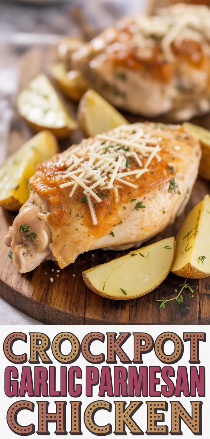 A photo of Crockpot Garlic Parmesan Chicken And Potatoes For Busy Weeknights Recipe