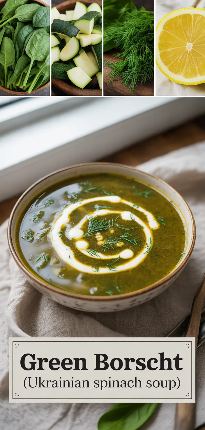 A photo of Green Borscht (Ukrainian Spinach Soup) Recipe