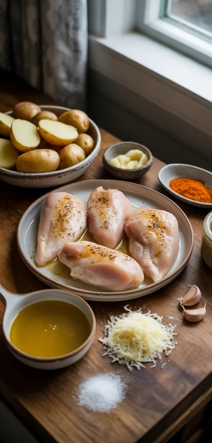 Ingredients photo for Crockpot Garlic Parmesan Chicken And Potatoes For Busy Weeknights Recipe