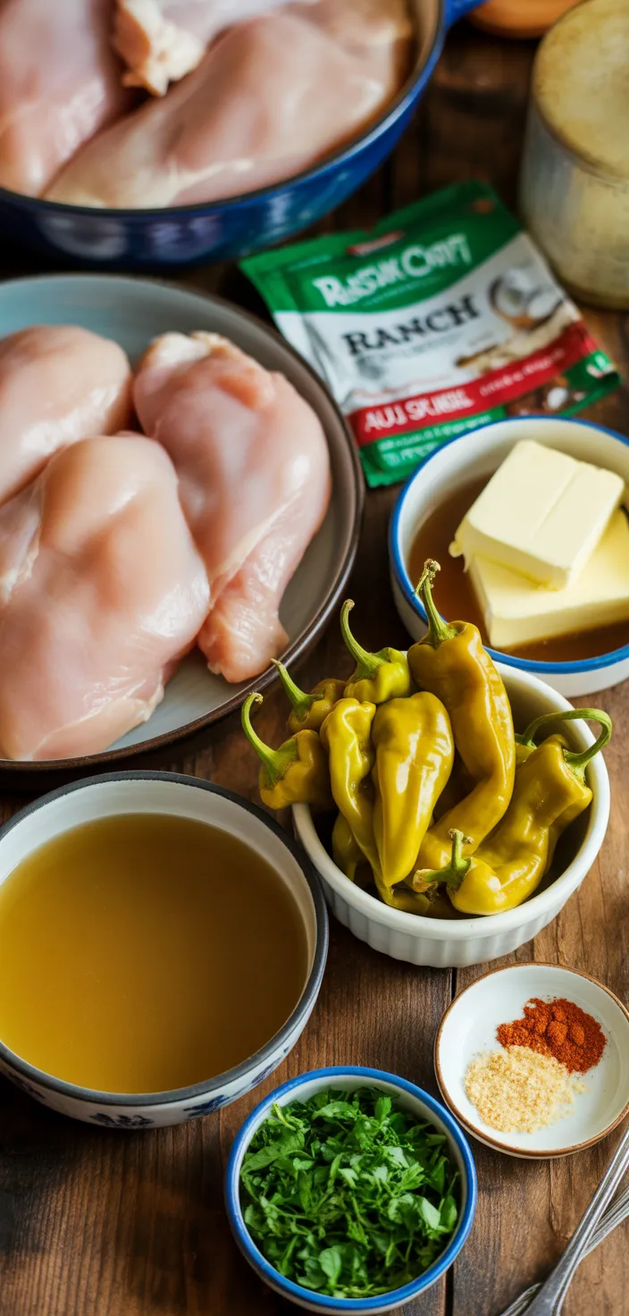 Ingredients photo for Easy Crock Pot Mississippi Chicken Recipe