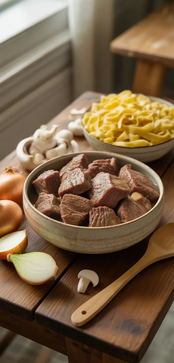 Ingredients photo for Slow Cooker Beef And Noodles Recipe