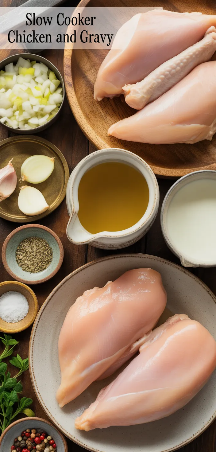 Ingredients photo for Slow Cooker Chicken And Gravy Recipe