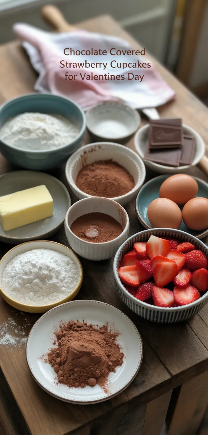 Ingredients photo for Chocolate Covered Strawberry Cupcakes For Valentines Day Recipe
