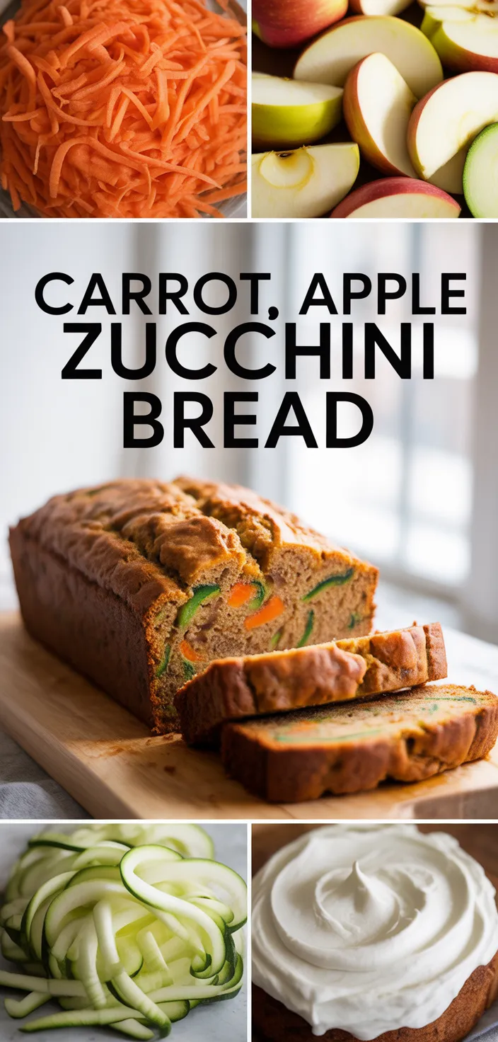 A photo of CARROT APPLE ZUCCHINI BREAD Recipe