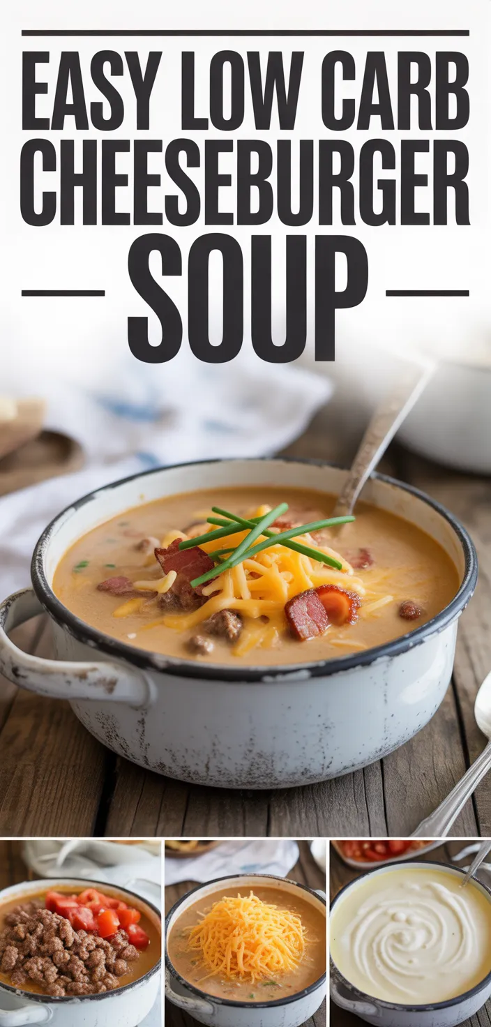 A photo of Easy Low Carb Cheeseburger Soup Recipe