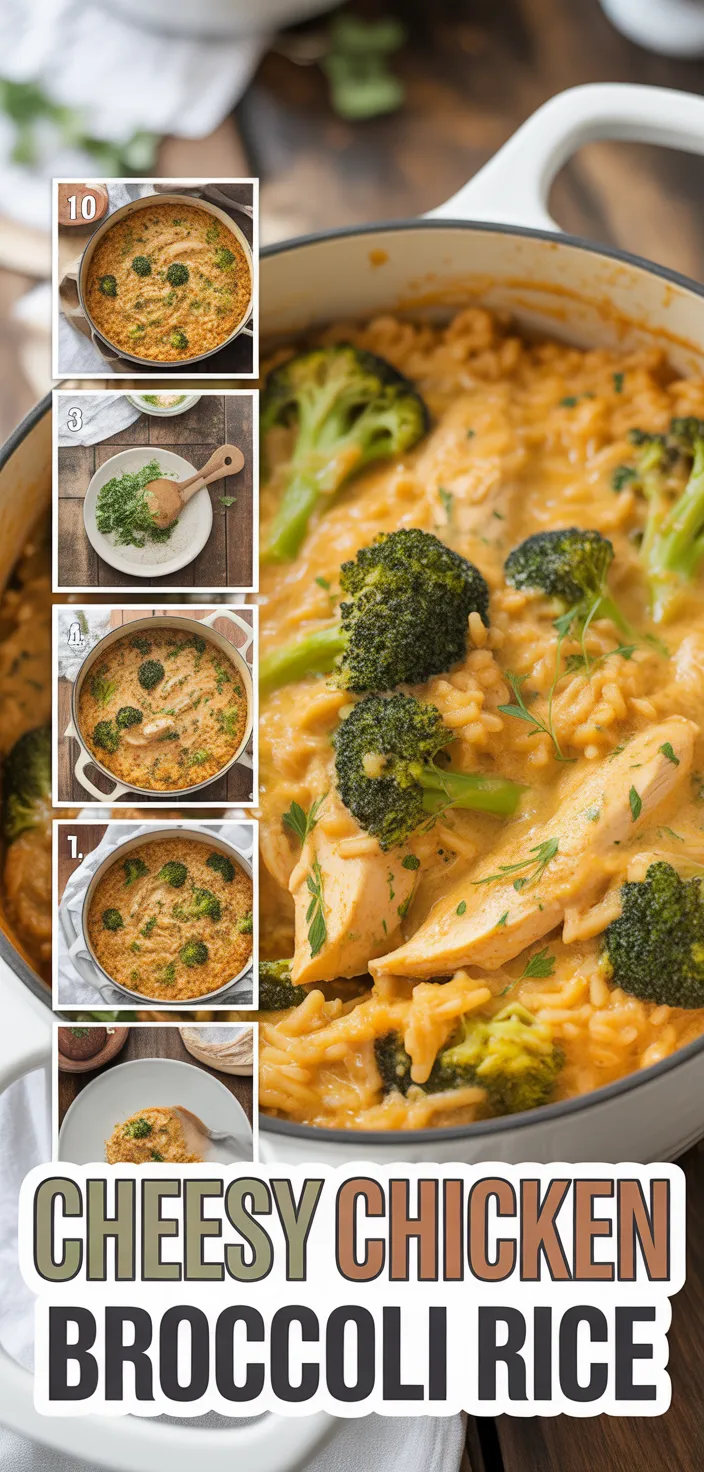 A photo of One Pot Cheesy Chicken Rice And Broccoli Recipe