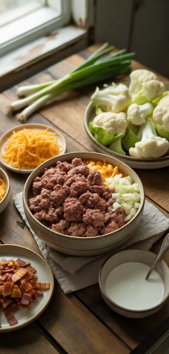 Ingredients photo for Easy Low Carb Cheeseburger Soup Recipe