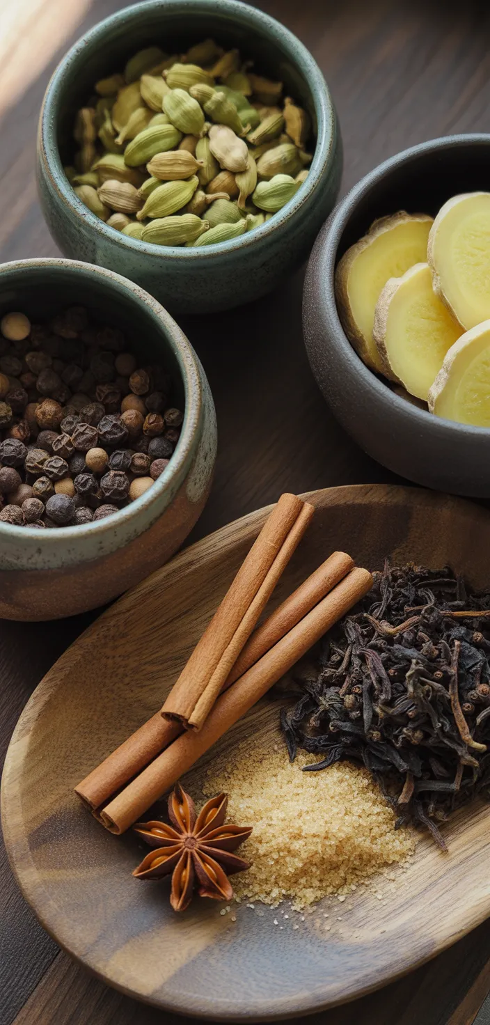 Ingredients photo for Masala Chai Concentrate Recipe: Delicious Homemade Spiced Tea