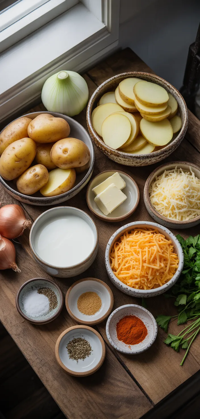 Ingredients photo for SLOW COOKER CHEESY SCALLOPED POTATOES Recipe