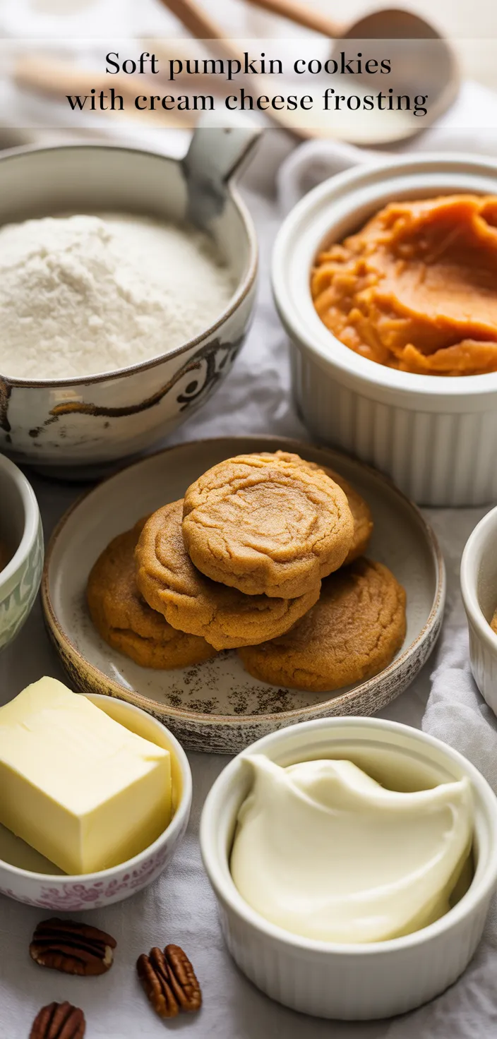 Ingredients photo for Soft Pumpkin Cookies With Cream Cheese Frosting Recipe
