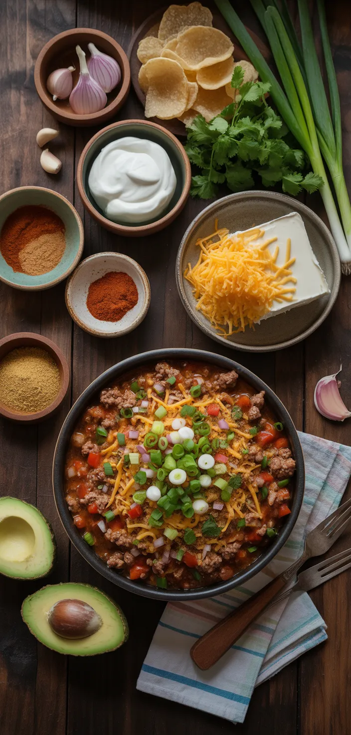Ingredients photo for The Best Cheesy Keto Taco Casserole Recipe