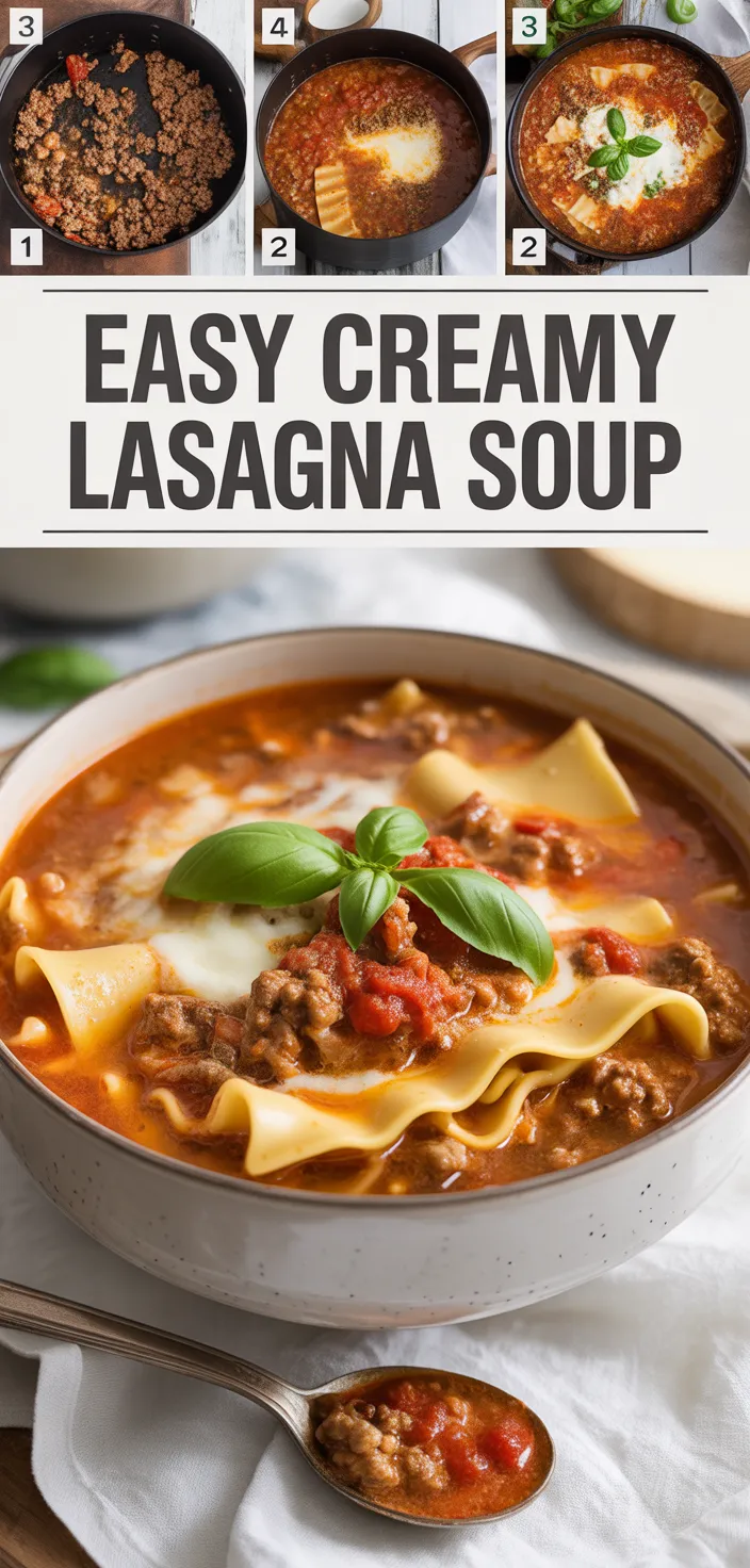 A photo of Easy Creamy Lasagna Soup Recipe