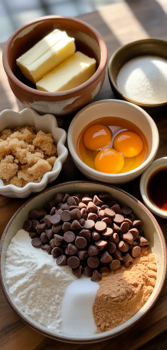 Ingredients photo for Chewy Brown Butter Chocolate Chip Cookies Recipe