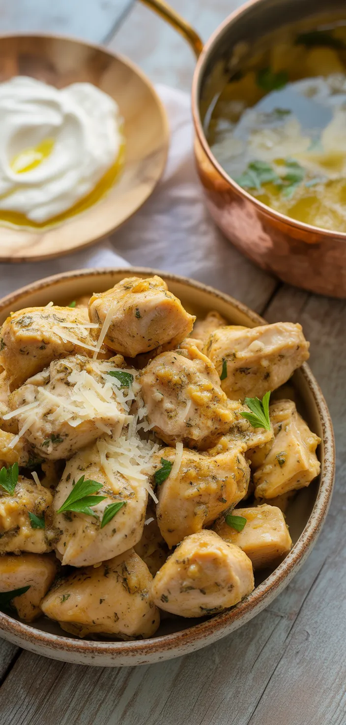 Ingredients photo for Garlic Butter Chicken Bites With Creamy Parmesan Pasta – Easy Comfort Meal Recipe