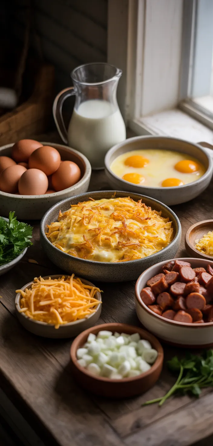Ingredients photo for Sausage Hash Brown Breakfast Casserole Recipe