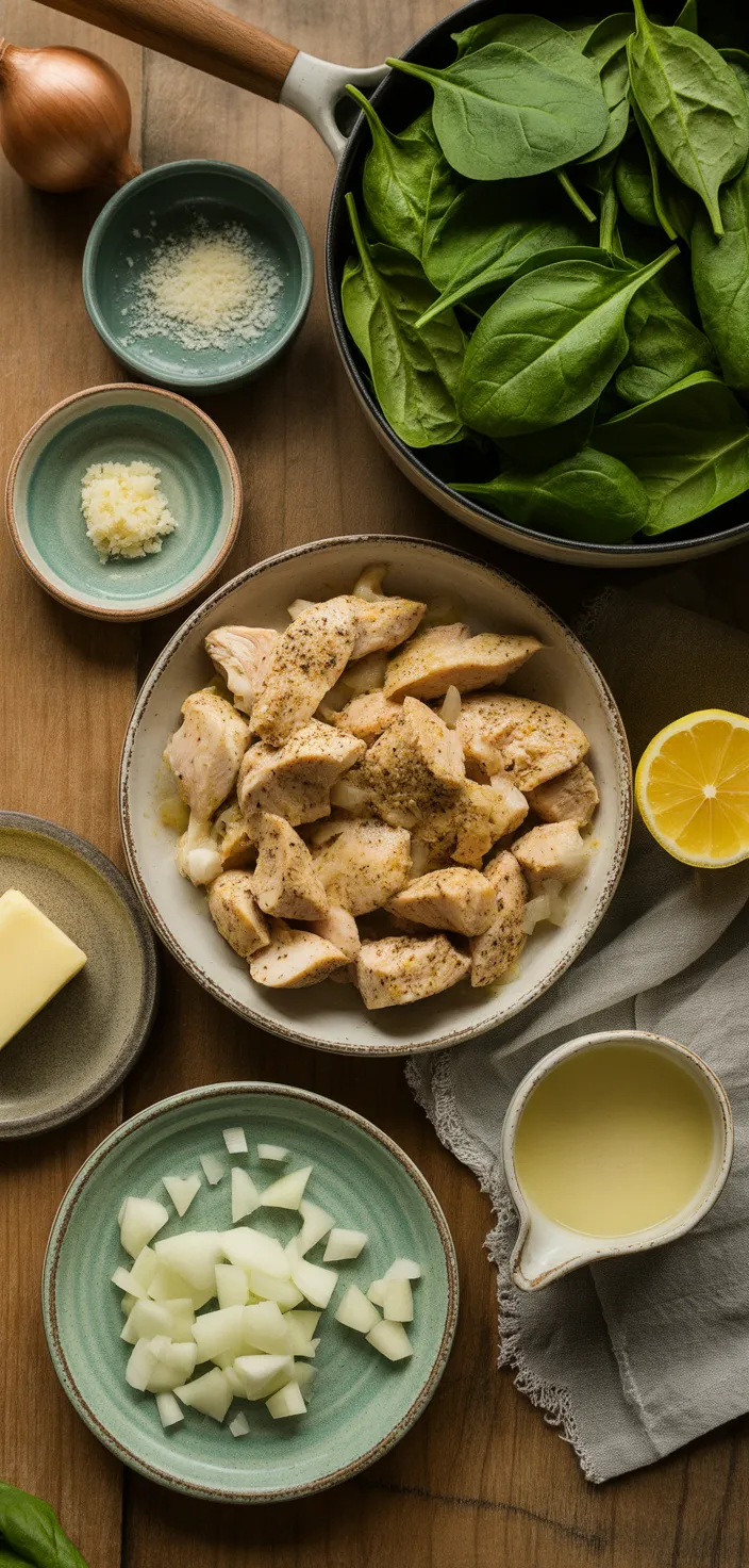 Ingredients photo for CHICKEN AND SPINACH SKILLET DINNER Recipe