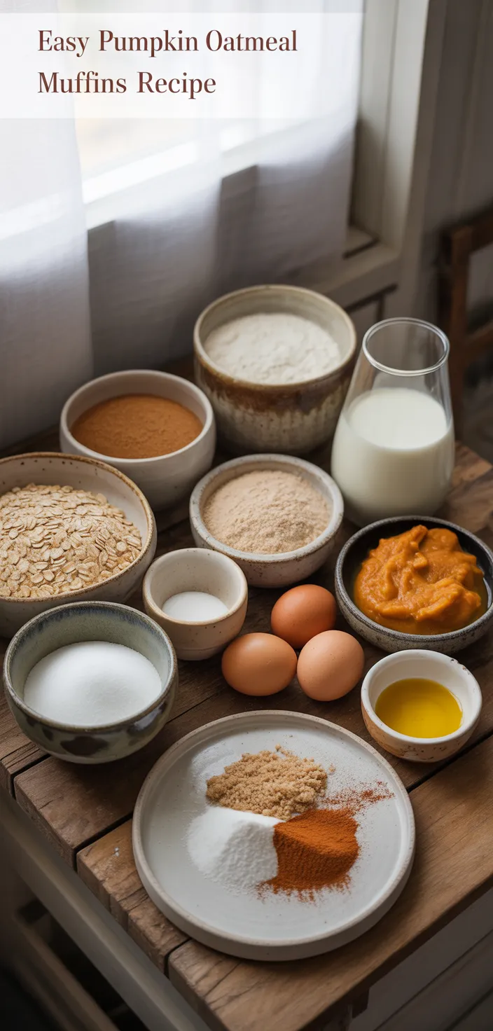 Ingredients photo for Easy Pumpkin Oatmeal Muffins Recipe